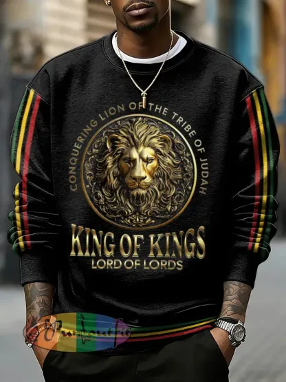 Men’s Reggae Music Inspired Lion Print Sweatshirt