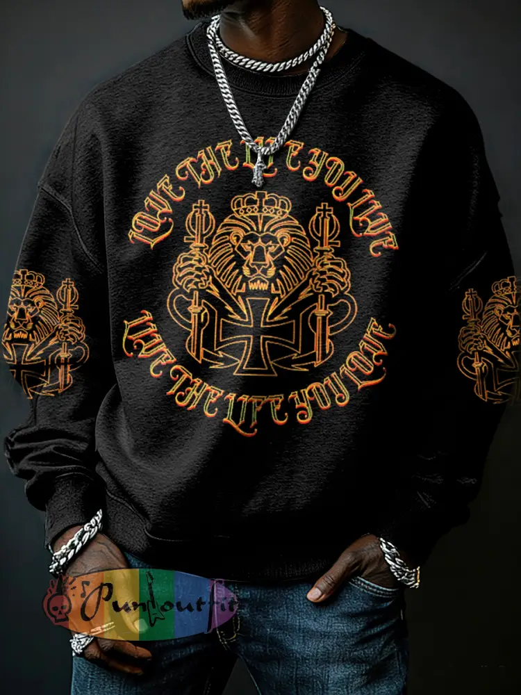 Men’s Reggae Music Inspired Lion Print Sweatshirt