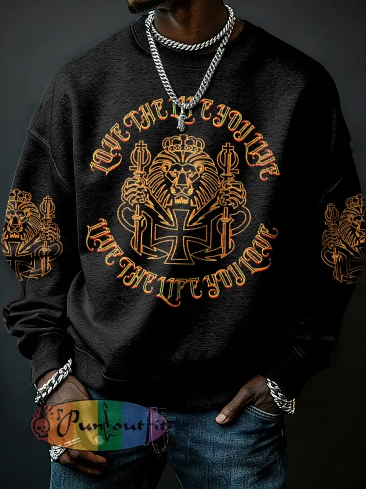 Men’s Reggae Music Inspired Lion Print Sweatshirt