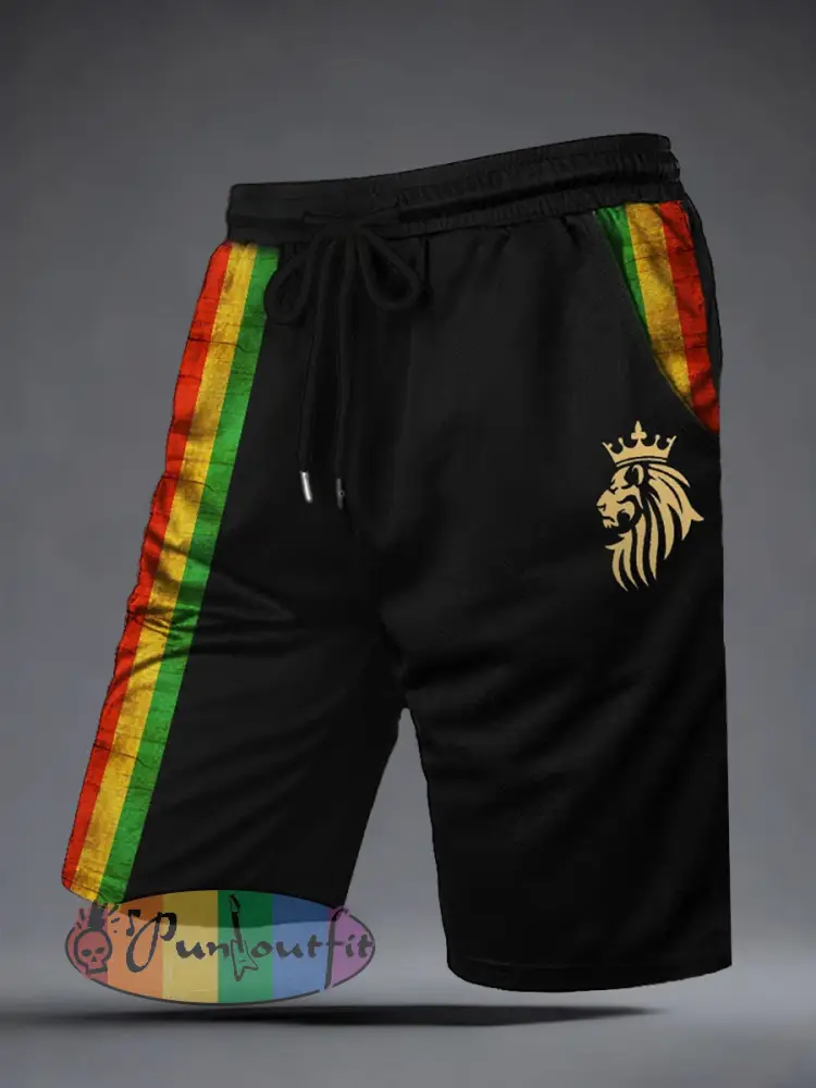 Men’s Reggae Music Inspired Print Casual Shorts
