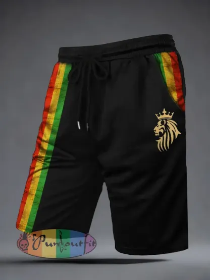 Men’s Reggae Music Inspired Print Casual Shorts