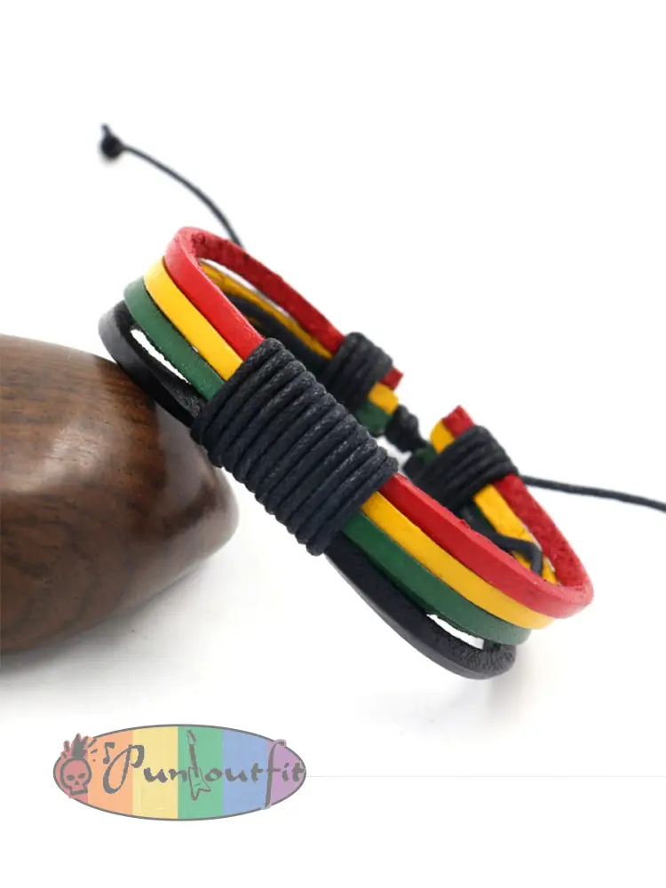 Unisex Jamaican Reggae Leather Woven Bracelet - As picture · ONE
