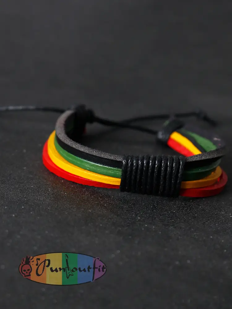 Unisex Jamaican Reggae Leather Braided Bracelet