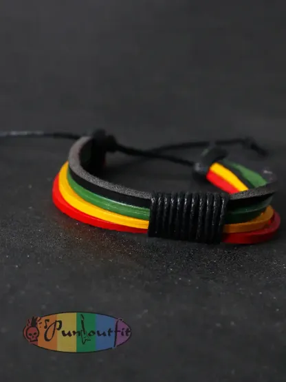 Unisex Jamaican Reggae Leather Braided Bracelet