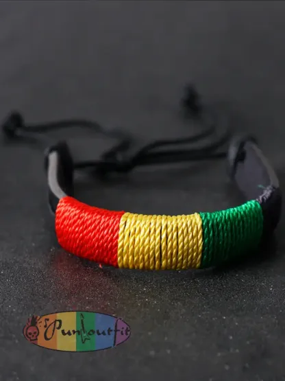 Unisex Jamaican Reggae Leather Braided Bracelet