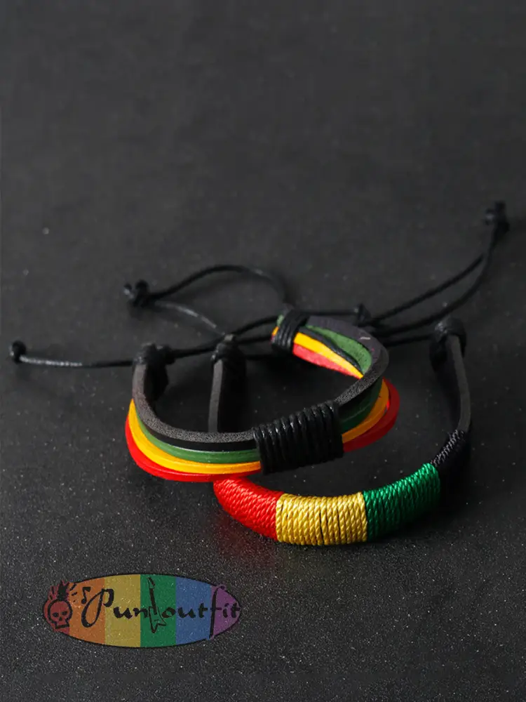 Unisex Jamaican Reggae Leather Braided Bracelet