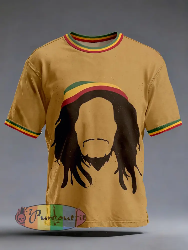 Men’s Reggae Music Inspired Print Vintage T-Shirt