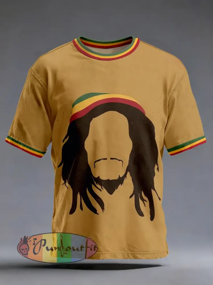 Men’s Reggae Music Inspired Print Vintage T-Shirt