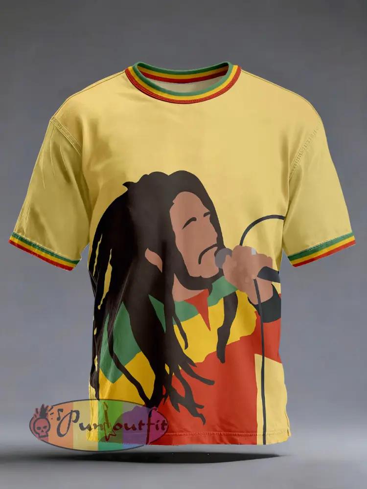 Men’s Reggae Music Inspired Print Vintage T-Shirt