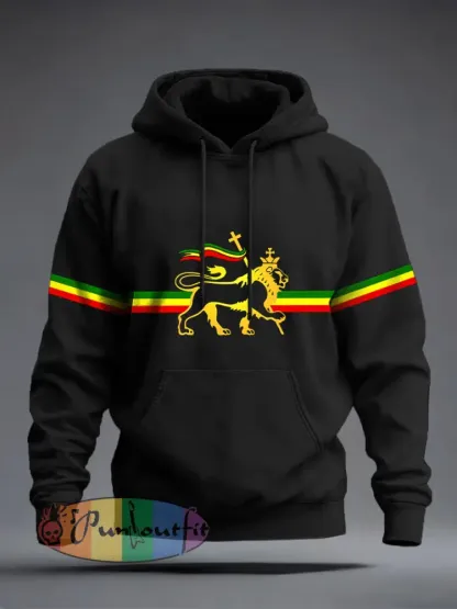 Men’s Reggae Inspired Lion Print Hoodie