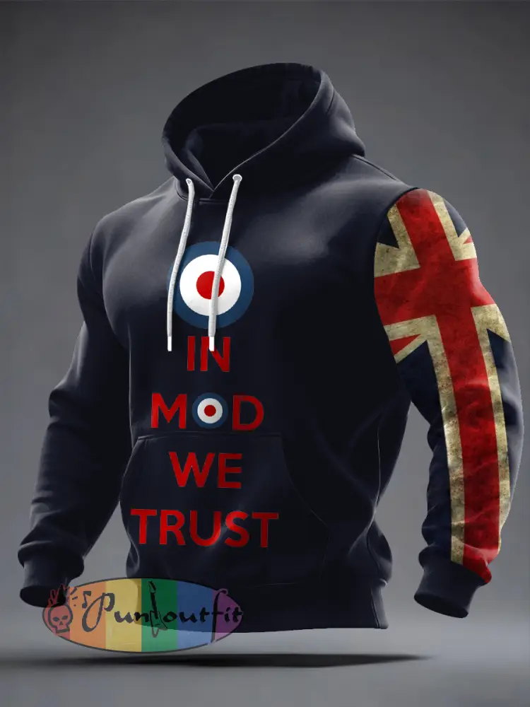 Men’s UK Mods Music Lover Oversized Drop-Shoulder Hoodie with Pockets