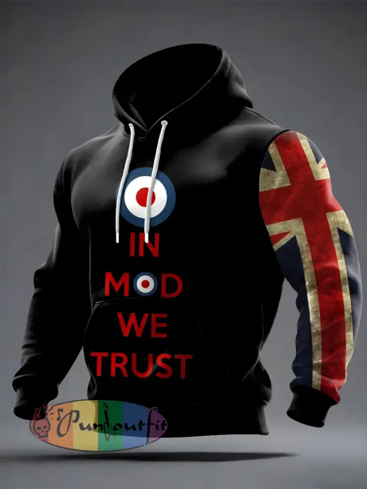 Men’s UK Mods Music Lover Oversized Drop-Shoulder Hoodie with Pockets