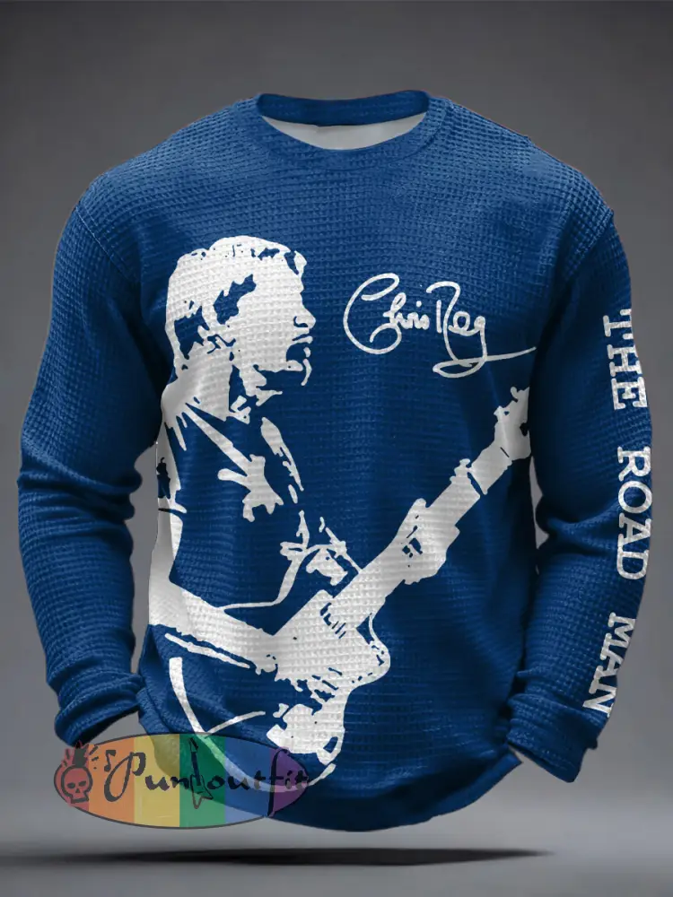 Men’s The Road Man Music Lover Printed Waffle Tops