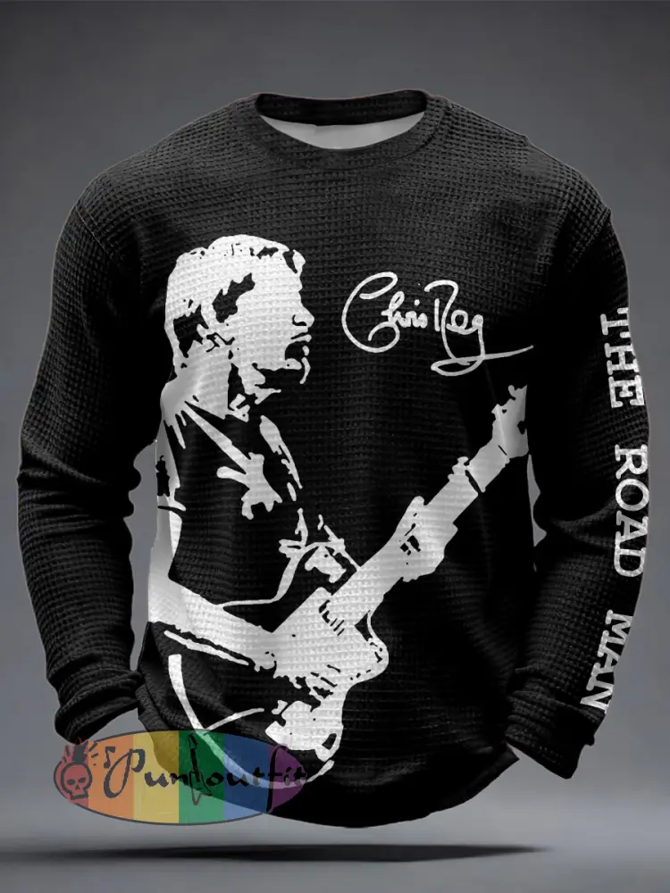 Men’s The Road Man Music Lover Printed Waffle Tops