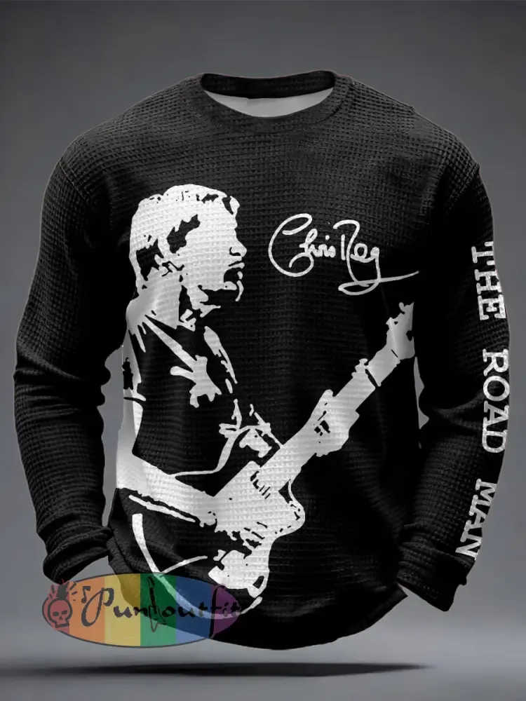 Men’s The Road Man Music Lover Printed Waffle Tops