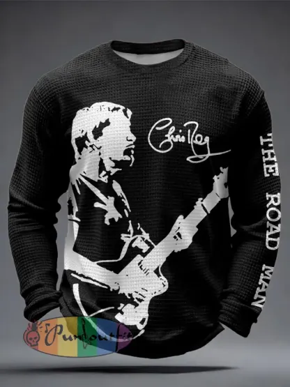 Men’s The Road Man Music Lover Printed Waffle Tops