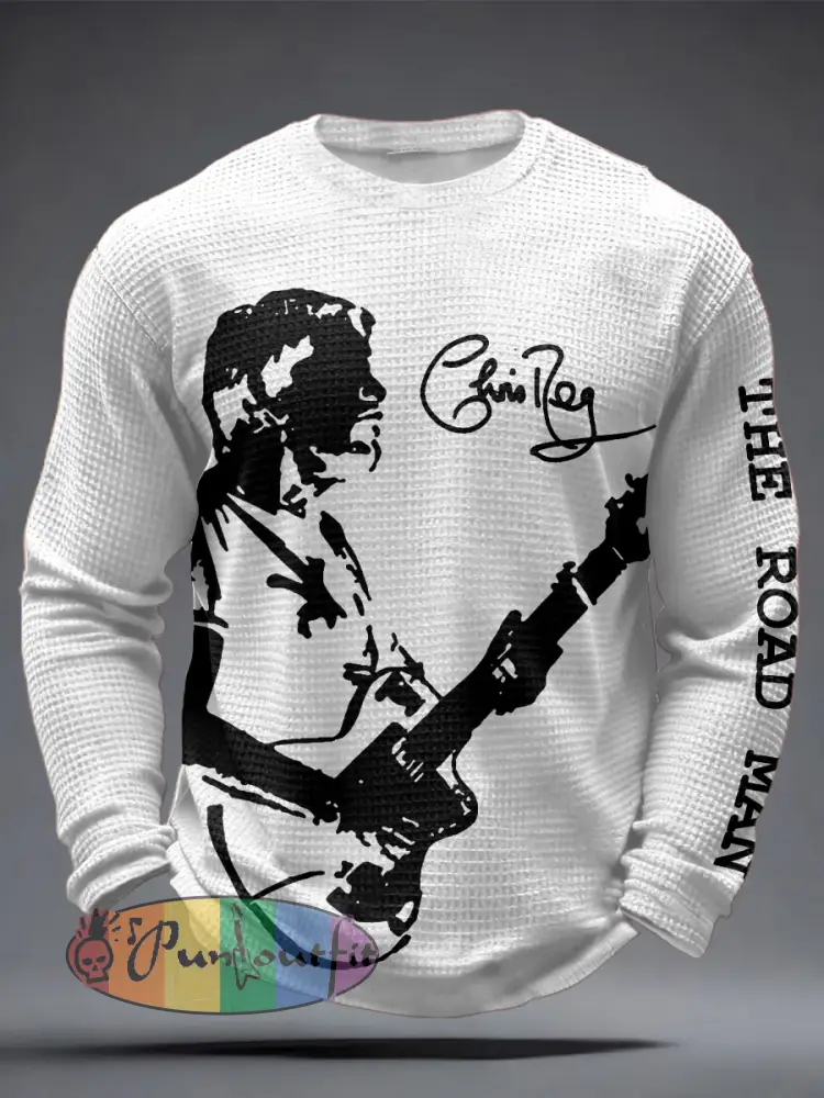 Men’s The Road Man Music Lover Printed Waffle Tops