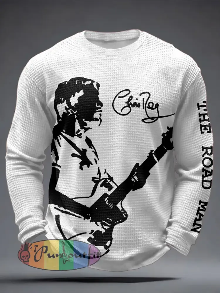 Men’s The Road Man Music Lover Printed Waffle Tops