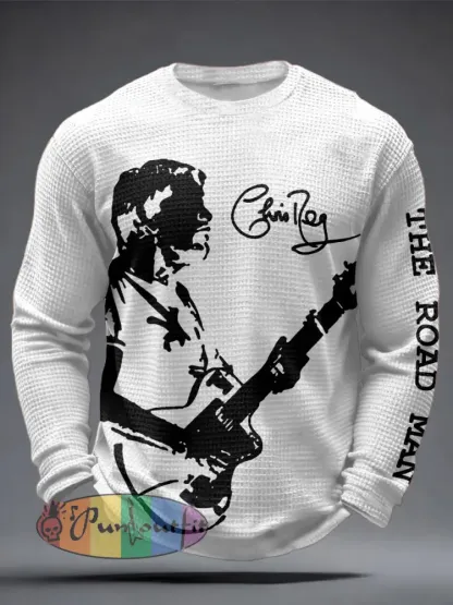 Men’s The Road Man Music Lover Printed Waffle Tops
