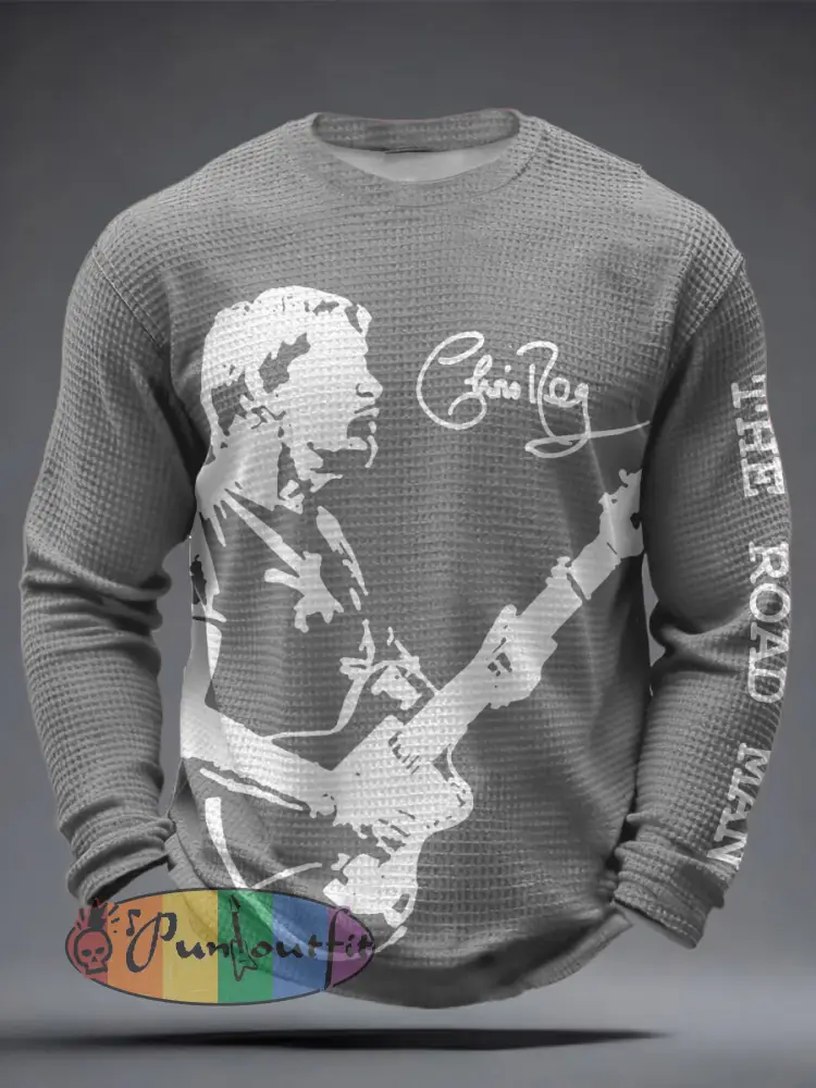 Men’s The Road Man Music Lover Printed Waffle Tops