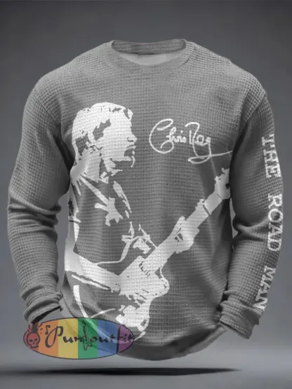 Men’s The Road Man Music Lover Printed Waffle Tops