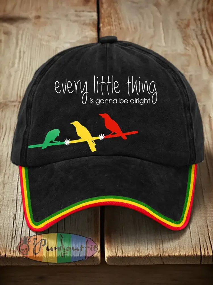 Unisex Every Little Thing Is Gonna Be Alright Print Hat - Black · ONE