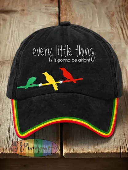 Unisex Every Little Thing Is Gonna Be Alright Print Hat - Black · ONE