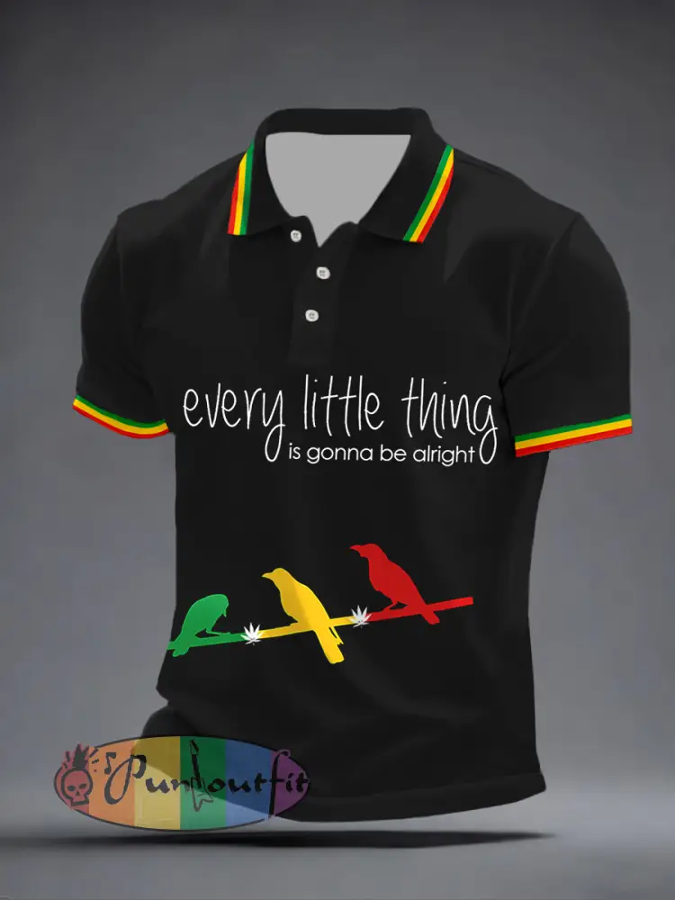 Men’s Every Little Thing Is Gonna Be Alright Print Polo Shirt