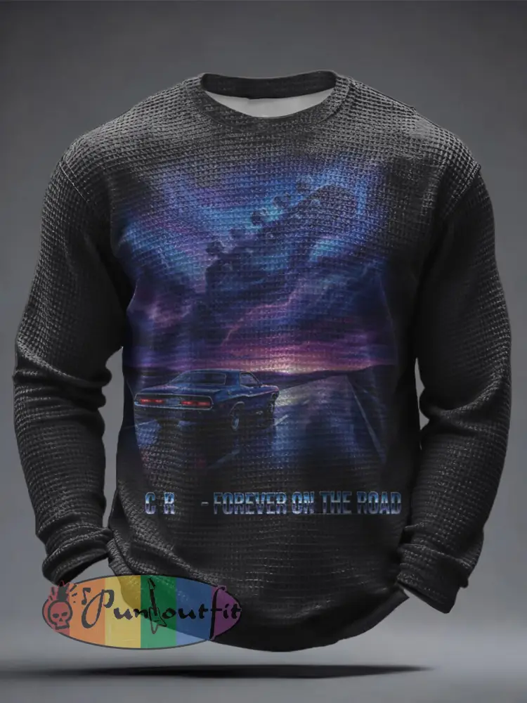 Men’s The Road Man Music Lover Printed Waffle Tops