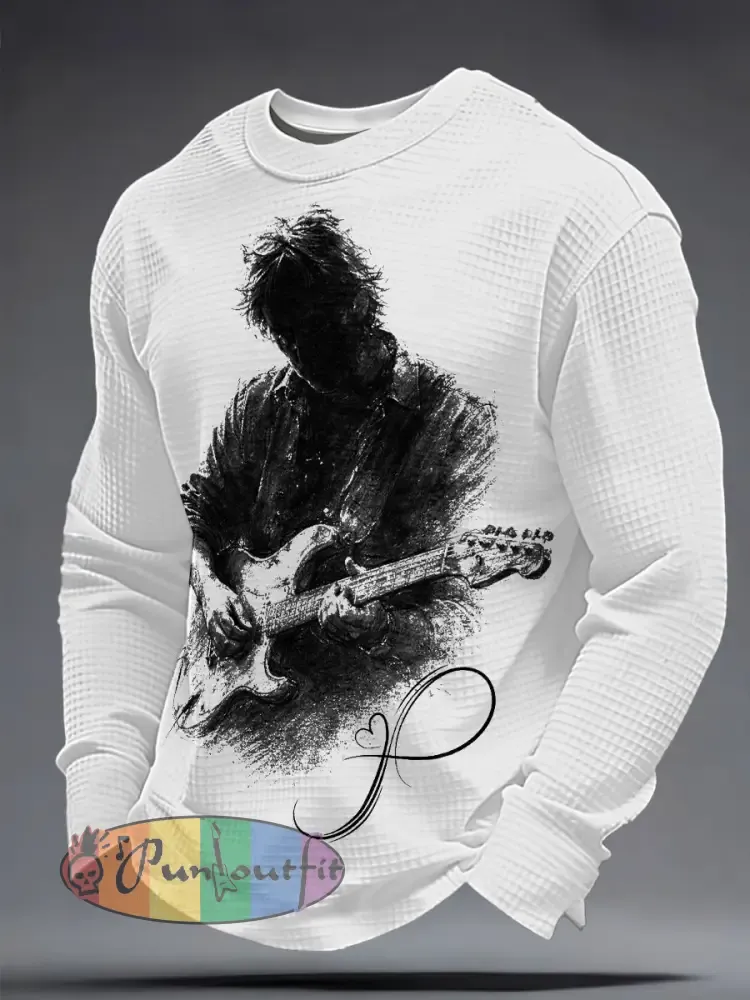 Men’s The Road Man Music Lover Printed Waffle Sweatshirt