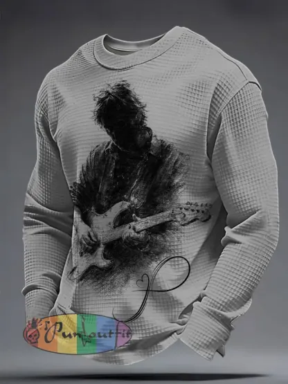 Men’s The Road Man Music Lover Printed Waffle Sweatshirt