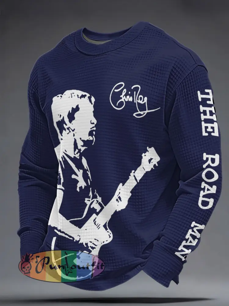 Men’s The Road Man Music Lover Printed Waffle Sweatshirt