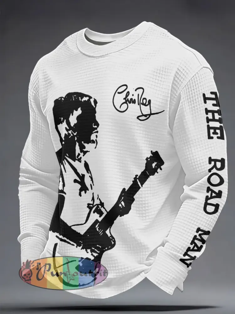Men’s The Road Man Music Lover Printed Waffle Sweatshirt