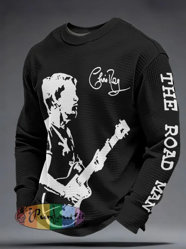 Men’s The Road Man Music Lover Printed Waffle Sweatshirt