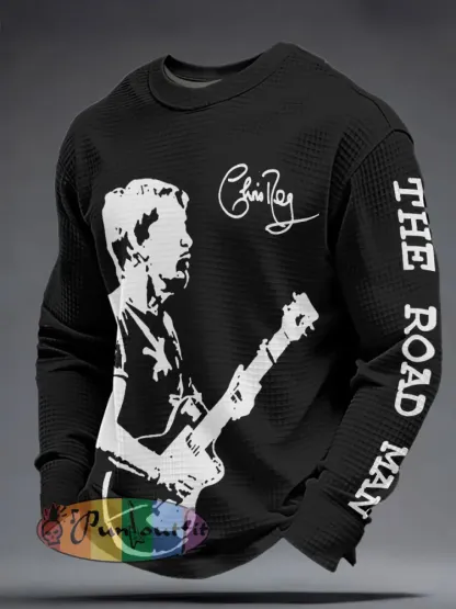 Men’s The Road Man Music Lover Printed Waffle Sweatshirt