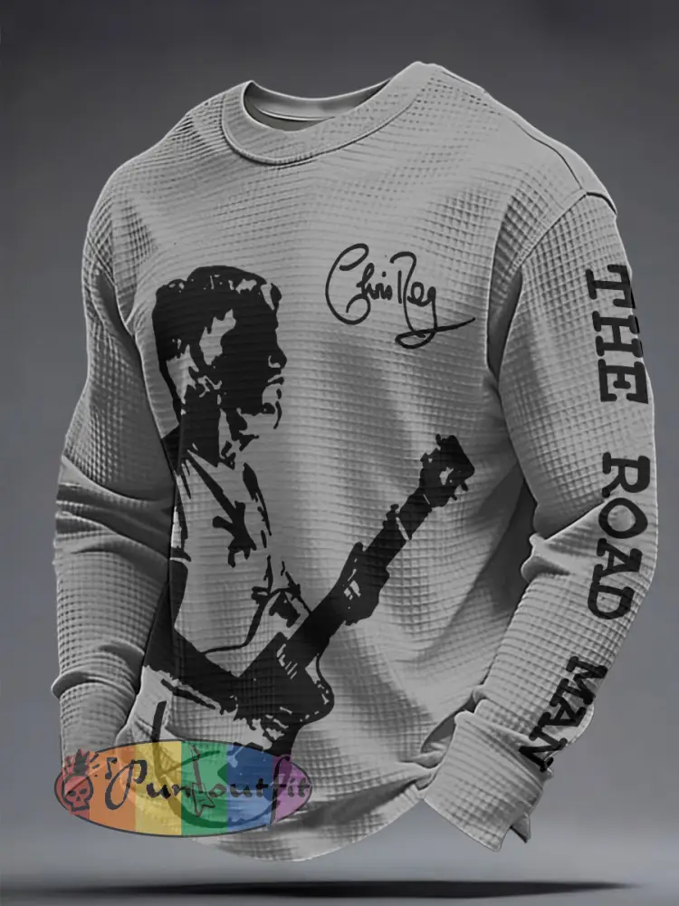 Men’s The Road Man Music Lover Printed Waffle Sweatshirt