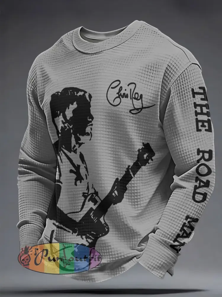 Men’s The Road Man Music Lover Printed Waffle Sweatshirt