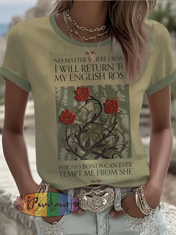 Women’s UK Mods Music Lover English Rose short-sleeved T-shirt