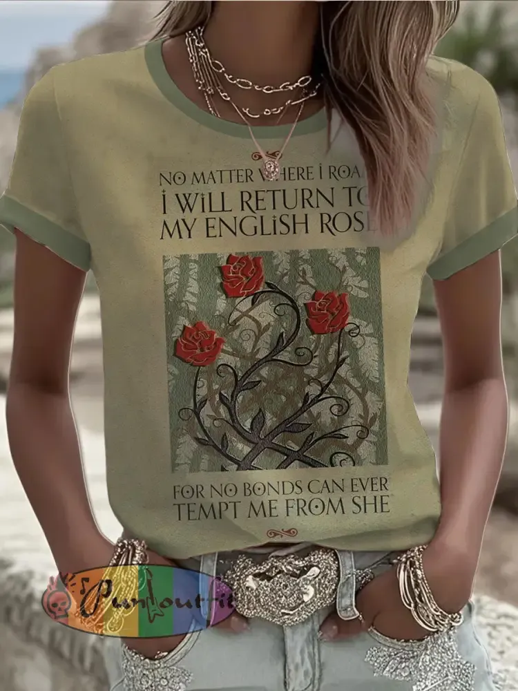 Women’s UK Mods Music Lover English Rose short-sleeved T-shirt
