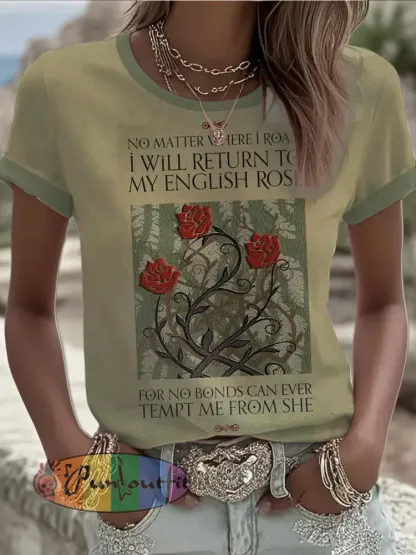 Women’s UK Mods Music Lover English Rose short-sleeved T-shirt