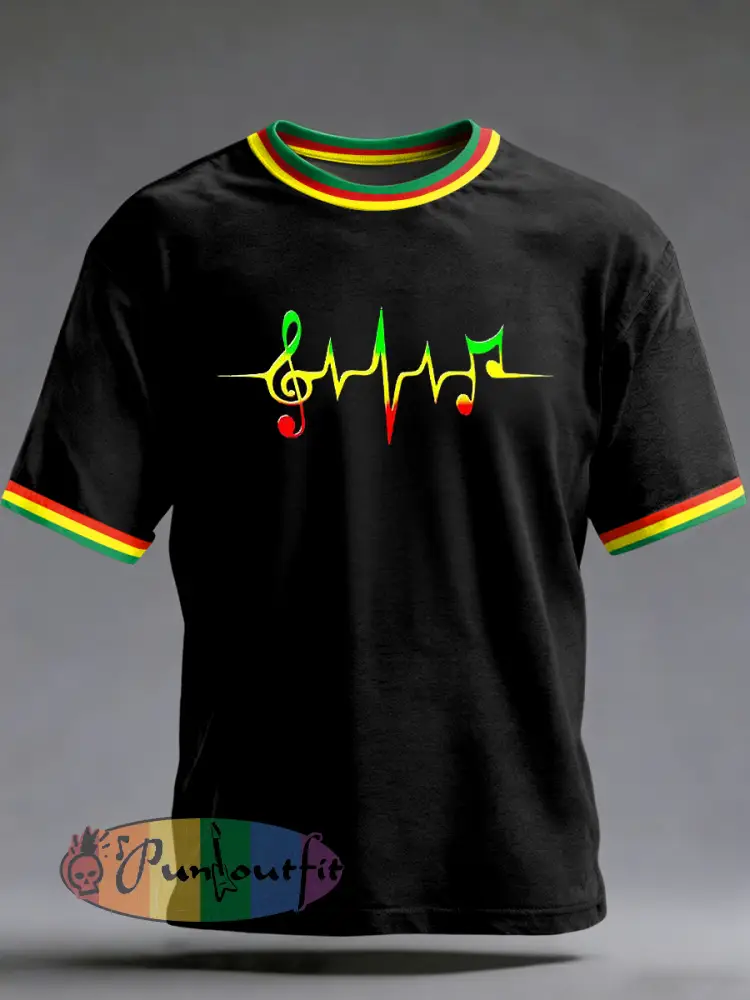 Men’s Reggae Printed Vintage Fashion Loose Short Sleeve T-Shirt