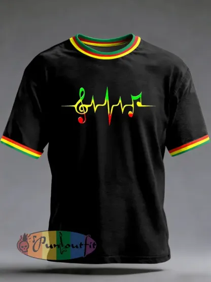 Men’s Reggae Printed Vintage Fashion Loose Short Sleeve T-Shirt