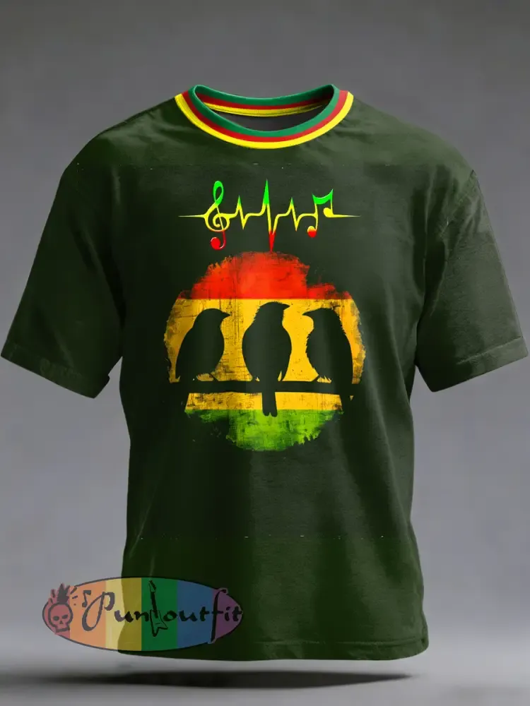 Men’s Reggae Printed Vintage Fashion Loose Short Sleeve T-Shirt