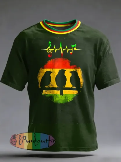 Men’s Reggae Printed Vintage Fashion Loose Short Sleeve T-Shirt