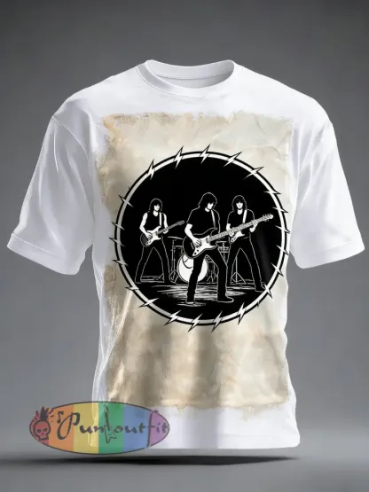 Men’s America Punk Music Lover Printed T-shirt