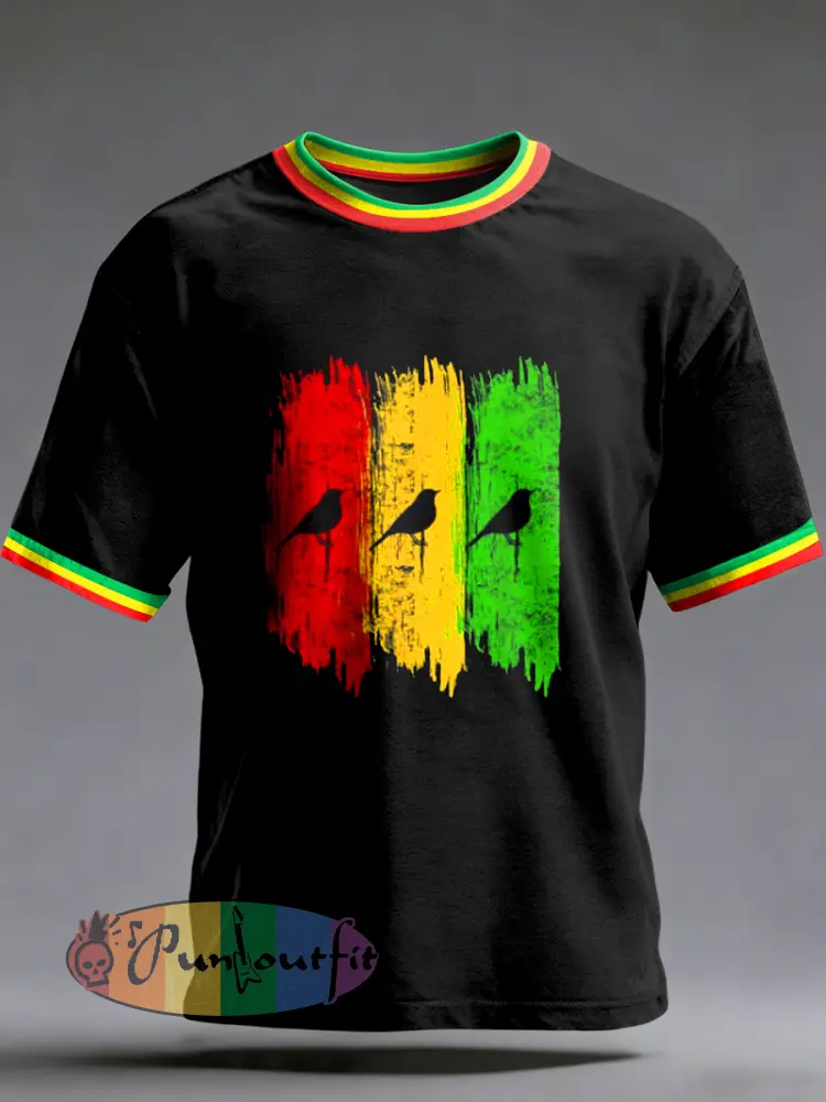 Men’s Reggae Printed Vintage Fashion Loose Short Sleeve T-Shirt