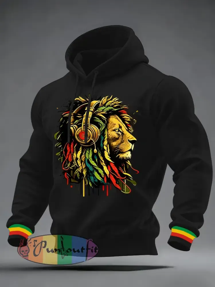 Men’s Reggae Print Casual Hoodie