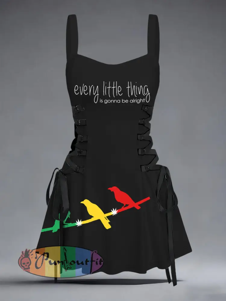 Women’s Every Little Thing Is Gonna Be All Right Print Slip Dress