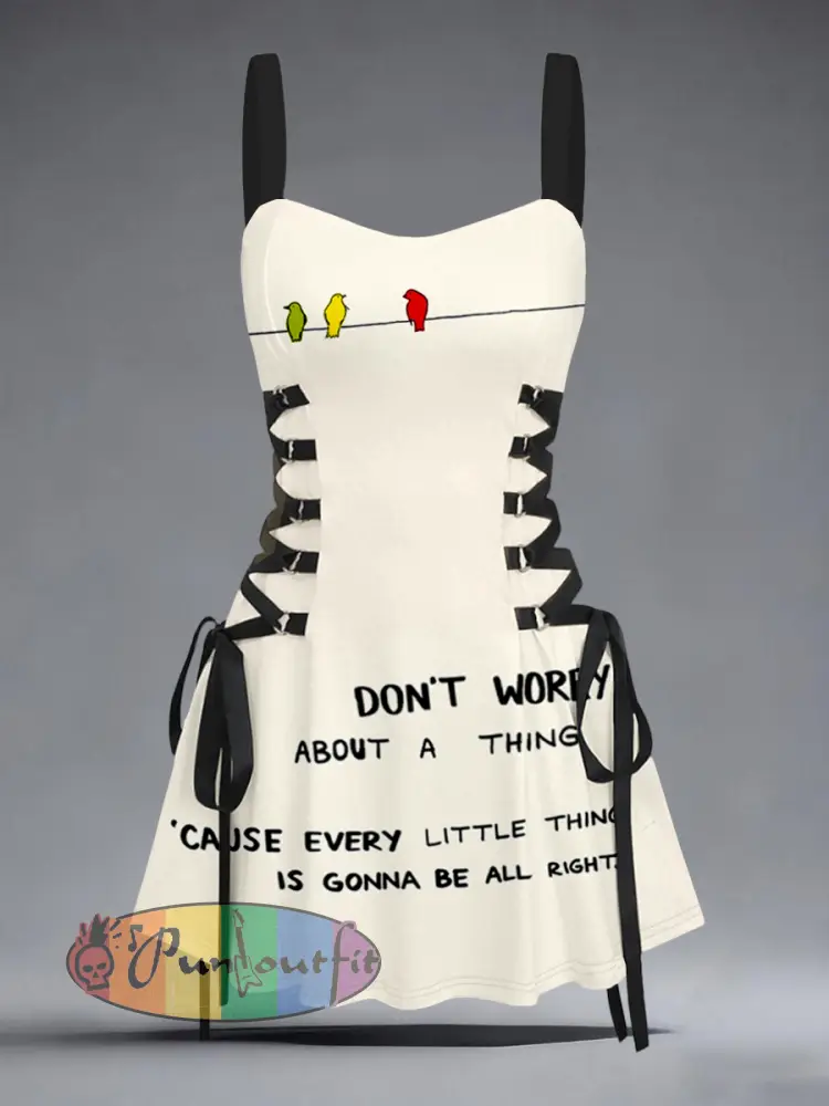Women’s Every Little Thing Is Gonna Be All Right Print Slip Dress