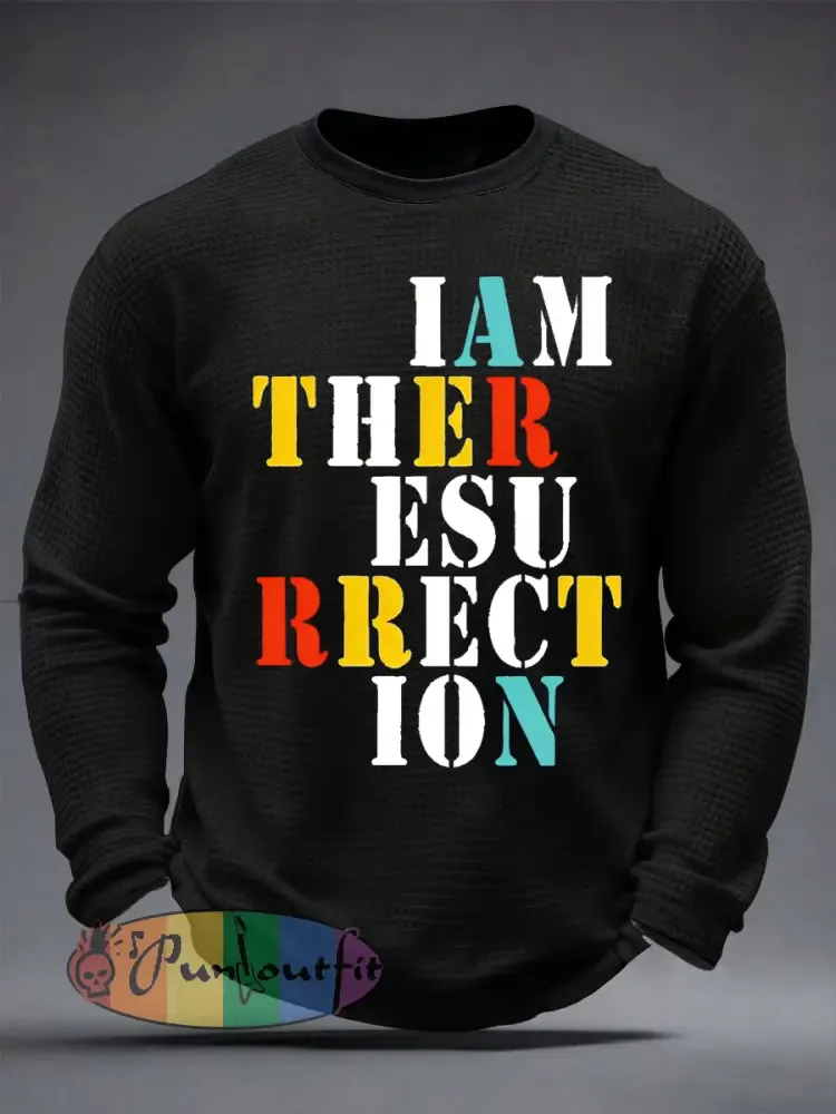 Men’s Lemon Roses Music Lover Printed Waffle Long Sleeve T-Shirt